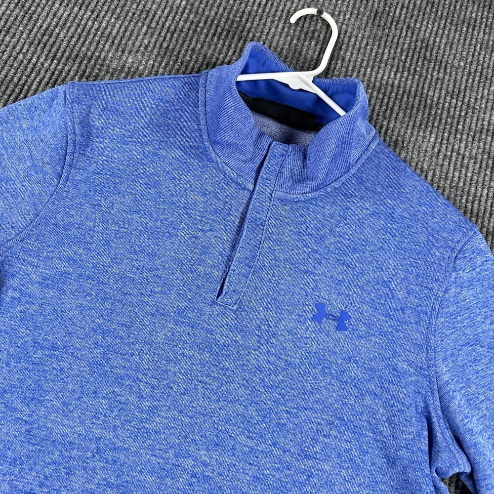 Under Armour Pullover Sweatshirt Mens Medium Blue Long Sleeve 1/4 Zip Loose Cold